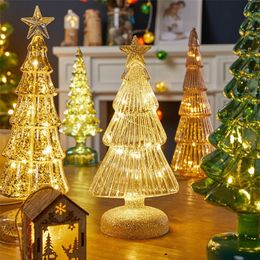 Decorazioni natalizie Vetro incandescente Albero di Natale Decorazione desktop per la casa Luce notturna Centro commerciale per feste Decorazioni natalizie Regalo per festival Ornamenti di cristallo 220921