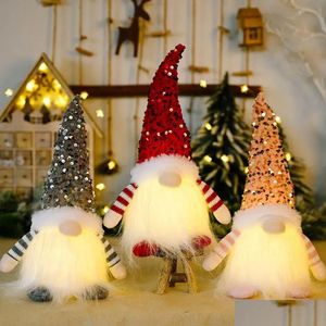 Decoraciones navideñas gnome p juguetes brillantes en casa Navidad Año nuevo adornados de juguete de juguete Regalos para niños Drop entrega de la entrega jardín festivo supli dhqdy