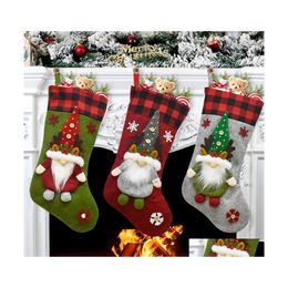 Decoraciones navideñas medias de gnomo calcetines bolsas de regalo de bota decoración de chimenea año soporte de dulces de dulces entrega entrega de caída en casa G Homefavor Dhwpq