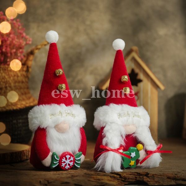 Décorations de Noël Gnomes en peluche avec cloche poupée sans visage faite à la main poupées naines bonbons Rudolph