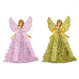 Décorations de Noël robe dorée ange treetop debout Topper Doll Star pour