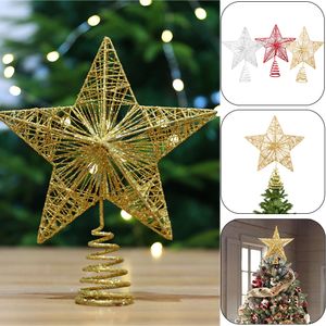 Décorations de Noël Gold Glitter Tree Top Iron Star Topper pour la maison Navidad Ornements Année Décor Natal Noel 221123