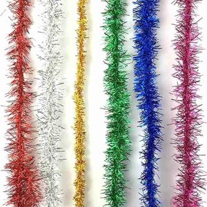 Décorations de Noël Gold Silver Wire Guirlande Tinsel Suspendu Rotin Arbre Ornement Décoration De Noël De Mariage Fête D'anniversaire Coloré RibbonChr