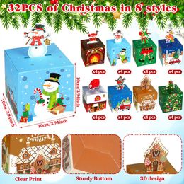 Décorations de Noël Goody Candy Boxes pour cadeaux de Noël Treat Cookie Tins Holiday Carton Wrap Paper Holder Party Favor Supplie Otwrc