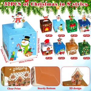 Décorations de Noël Goody Candy Boxes pour cadeaux de Noël Treat Cookie Tins Holiday Carton Wrap Paper Holder Party Favor Supplie Oth1Z