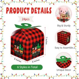 Décorations de Noël Coffrets cadeaux Goody avec Bow BK Xmas Buffalo Goodies Candy Boîte à biscuits pliante pour les vacances d'hiver Joyeux anniversaire par OTBPM