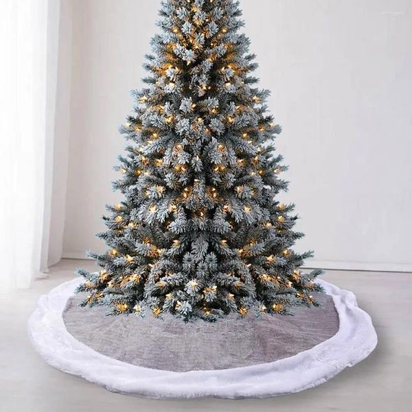 Decoraciones navideñas Falda de árbol de felpa gris y blanco Terciopelo Feliz Letra cosida colorida Impresión fácil para