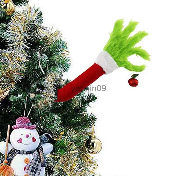 Decoraciones navideñas Grinch Pelo verde Monstruo Brazo Decoración navideña Muñeca peluda verde Juguete Pana Elfos navideños Muñeca Navidad HKD231024