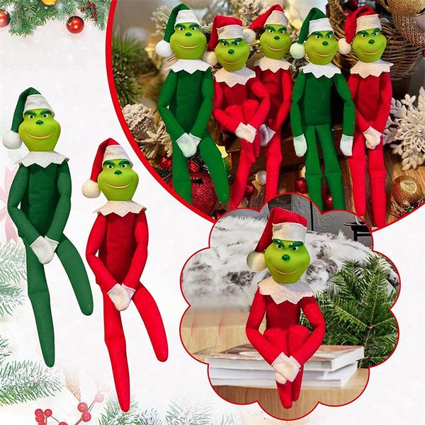 Decoraciones navideñas Grinch Colgante Colgante Rojo Verde Árbol de Navidad Ornamento Niños G