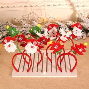 Kerstdecoraties Haar bogen accessoires Xmas Santa Claus Elk Snowman Tree Hoofdband Baby Kids schattige haren Sticks Hoop Feestelijk feestkostuum Cosplay cadeau