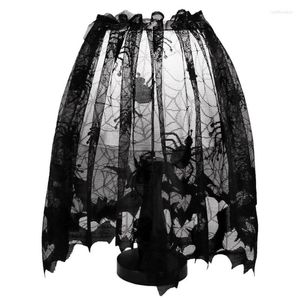 Kerstdecoraties Halloween Black Lace Bat SpiderWeb Lamp Shade Topper Gordijnen Swag Haunted House Decor