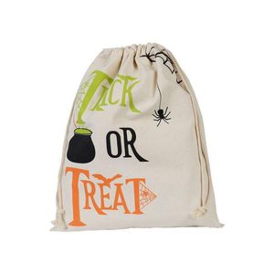 Kerstversiering Halloween Cadeauzakjes 34Cmx42Cm Holloween Canvas Trick Or Treat Pompoen Spin Dstring Kous Drop Delivery Thuis Dhxzl