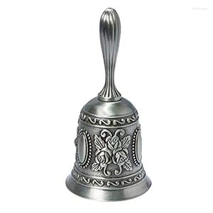 Kerstdecoraties Hand Bell Metalen Toon Ring Alarm Hold Service Call Desktop Tea Dinner Game Silver