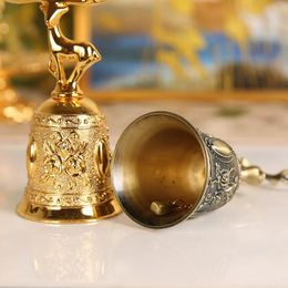 Décorations de Noël Handbell Mignon Laiton Handbell Table Bell Call Bell Mode Mini Elk Modèle Métal Renne Décoration Creative Cadeaux De Noël 231023