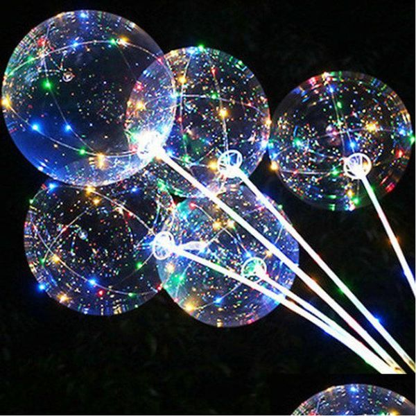 Les décorations de Noël gèrent le ballon LED avec des bâtons lumineux transparent hélium bobo ballons de mariage anniversaire de mariage gamin li homefavor dhawo
