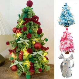 Décorations de Noël faites à la main DIY Twist Stick Mini Tree Matériel Pack Décoration de bureau avec des lumières LED colorées