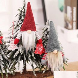 Décorations de Noël faites à la main Gnome suédois Scandinave Tomte Santa Nisse Nordic Peluche Elf Toy Table Ornement Arbre de Noël Drop Livrer Otnkw
