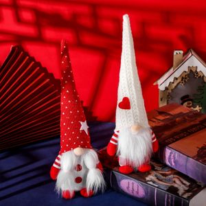 Kerstversiering Handgemaakte Zweedse Gnome Faceless Plaid Love Pluche Doll Home Tafelblad Ornaments W-00948