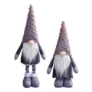 Décorations de Noël à la main suédoise en peluche Santa Doll Gnome Scandinave avec des ornements de jambe de ressort rétractable Home Decor 221123