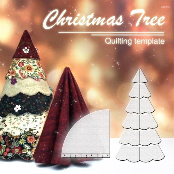 Adornos navideños Juego de acolchado de árbol hecho a mano Reutilizable DIY Costura Tejer Stencil Plantillas de motivos navideños