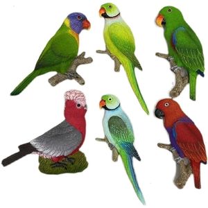 Kerstdecoraties met de hand geschilderde bluewing ringnecked Rainbow Parrot 3D koelkast magneten toerisme souvenirs koelkast magnetische stickers cadeau 221129