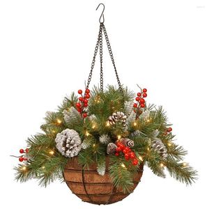 Kerstdecoraties Hangende mand met witte LED Light Wall Plant Holder Bloem Home Balkon