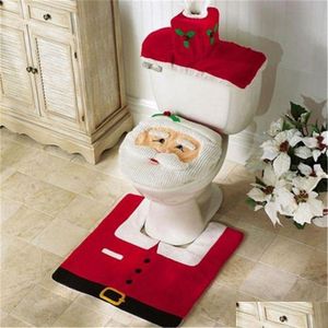 Christmas Decorations Happy Santa Toilet Seat Er Rug Foot Pad Cap Bathroom Set Ph1 Drop Delivery Home Garden Festive Party Supplies Dhnra