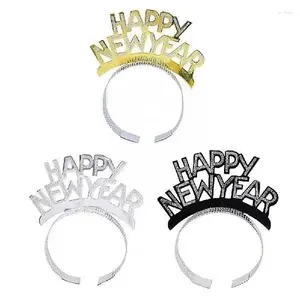 Décorations de Noël Happy Year Bandeau Or Argent Noir Aluminium Enfants Adulte Tiara Accessoires pour cheveux