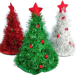 Décorations de Noël Chapeaux Tissu Pluie Soie Père Noël Chapeau Arbre Cap pour Enfants Adultes Joyeux Party Dress Up Costume Props 230905