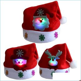 Kerstversiering Hoeden Merry Adt Kid Led Light Up Cap Kerstman Sneeuwpop Elanden Kinderen Hoed Xmas Gift Drop Delivery Home Garden F Dhgs6