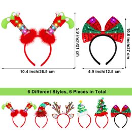 Décorations de Noël Les bandeaux LED Reindeer Head boppers Noël Antler Santa Ees Bands à cheveux pour les vacances Accessoriess Drop livrer AM89H