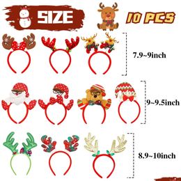 Decoraciones navideñas Diademas Sombreros de Navidad Surtido Santa Claus Reno Astas Muñeco de nieve Banda para el cabello para accesorios de fiesta Disfraz Dhztm