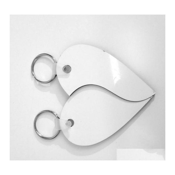 Decoraciones navideñas Corazón Llavero en blanco Transferencia térmica de calor Sublimación Personalidad Llavero Niñas Niños Ornamento Mdf Blanks Di Otqsd