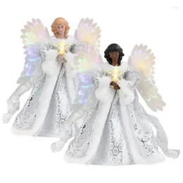 Kerstdecoraties Hoogwaardige Angel Tree Topper Plush Ornament Soft Touch Chirstmas Top standbeeld hangende engelen