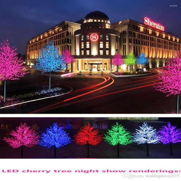 Decoraciones navideñas, luz navideña, árbol de flor de cerezo LED, 1,5 m, 1,8 m, año, ramas decorativas para bodas, lámpara, iluminación exterior