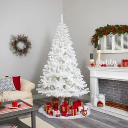 Décorations de Noël Arbre artificiel de pin floral blanc de vacances avec 1000 branches pliables 7' ornements de Noël pour arbre de Noël 231113