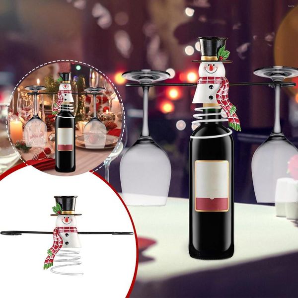 Décorations de noël vacances bouteille de vin porte-verres comptoir tenir 1 et 2 verres décor à la maison cuisine étagère de rangement