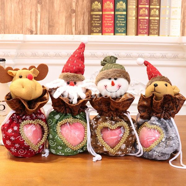 Decoraciones navideñas Patrón hueco Bolsa de dulces Navidad Apple Santa Bolsas de regalo al por mayor