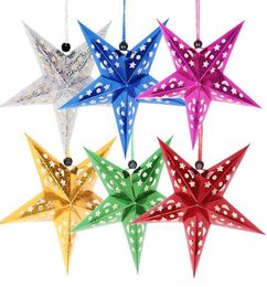 Décorations de Noël creux étoiles lun laser pentagram hang jardin hang jardin home el arbre porch accroche décor8287435