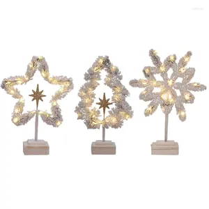 Décorations de Noël, lumières de flocon de neige scintillantes avec ornements en bois 594C
