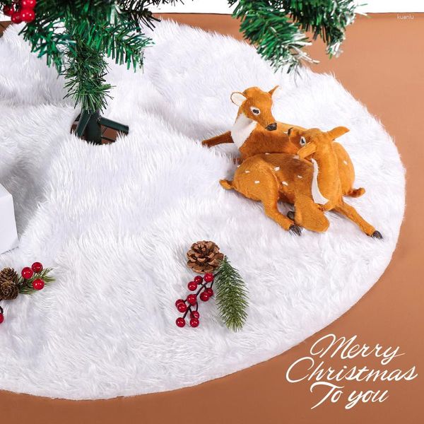 Décorations de Noël Décoration de la maison Arbre Jupe Collier Luxe Peluche Blanc