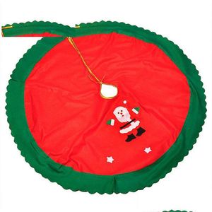 Décorations de Noël Ornements pour la maison Plancher ER 90 cm Arbres Jupes Décor Tablier Père Noël Jupe d'arbre ronde Fournitures de fête de vacances Drop D Dhgeq