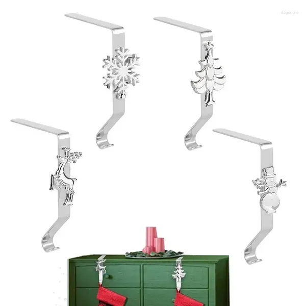 Ganchos decorativos navideños para almacenamiento, soportes para chimenea, 4 piezas