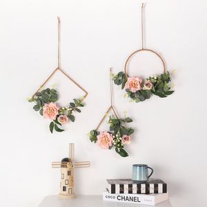 Kerstdecoraties Hoop krans kunstmatige bloem en wijnstok kransen slingers muur hangende hanger deur decor bruiloft voor huis cadeau 220914