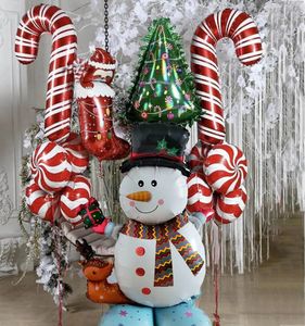 Décorations de Noël Énorme bonhomme de neige debout ballon d'aluminium arbre canne à sucre sucette wapiti gonfler boules de Noël 2024 année bricolage décors de fête à la maison 231027