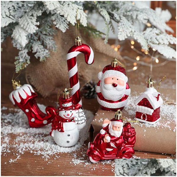 Décorations de Noël Crème glacée Bonhomme de neige Maison Étoile à cinq branches Combinaison de béquille Décoration suspendue Arbre pour enfants Livraison directe H Dhcld