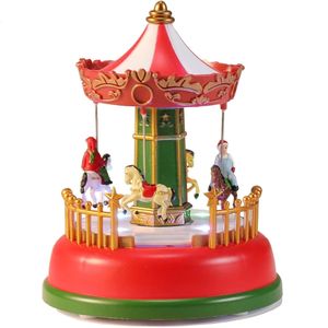 Kerstdecoraties Verlichte dorpsdecoratie Carnavalsscène Geanimeerde carrousel met led-licht Kerstversiering Geschenken Muziek 231124