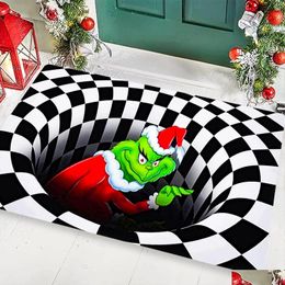 Decorazioni Natalizie Illusione Zerbino Natale Tappetini visivi antiscivolo S per Babbo Natale Coperta All'aperto Festa in casa Tappetino nero 50X80Cm Fy5 Otvq0