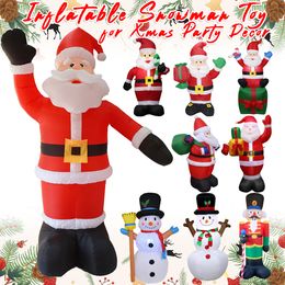 Decoraciones navideñas Muñeco de nieve inflable Modelo de cascanueces de Papá Noel con luz LED Muñecas navideñas inflables para decoración de año de Navidad al aire libre 230920