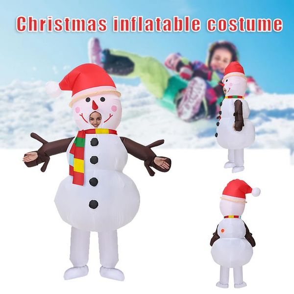 Décorations de Noël Costume de bonhomme de neige gonflable Jolis vêtements de cosplay pour les fêtes de mascarade de carnaval